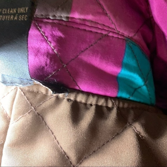 VTG Quilted Jacket 100% Silk Women Sz M Reversible Brown Multicolor Light Coat - Picture 11 of 11